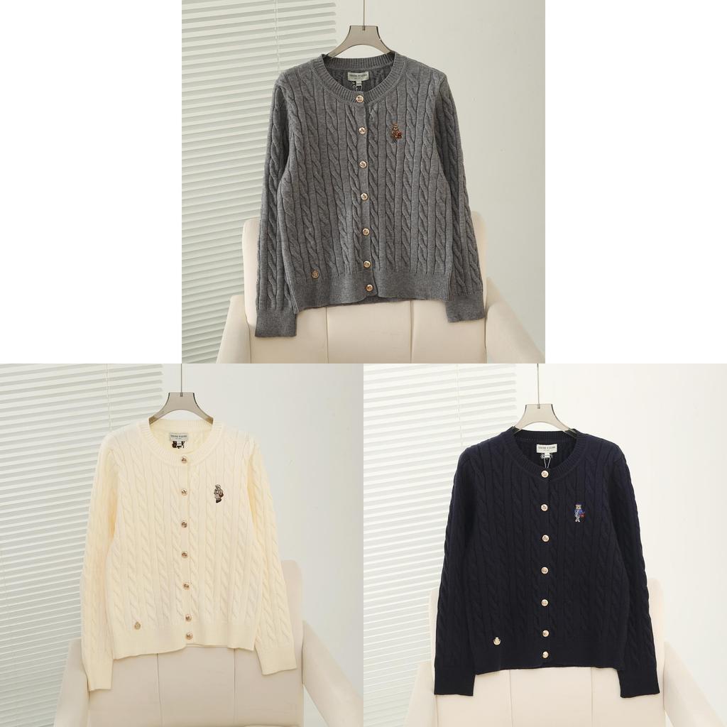 College Style Knit Sweater Cardigan For Women With Embroidery In Autumn Winter