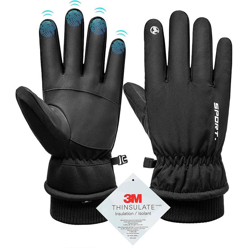 

Men Winter Waterproof Cycling Gloves Sports Running Motorcycle Ski Touch Screen Fleece Gloves Non-Slip Warm Full Fingers M