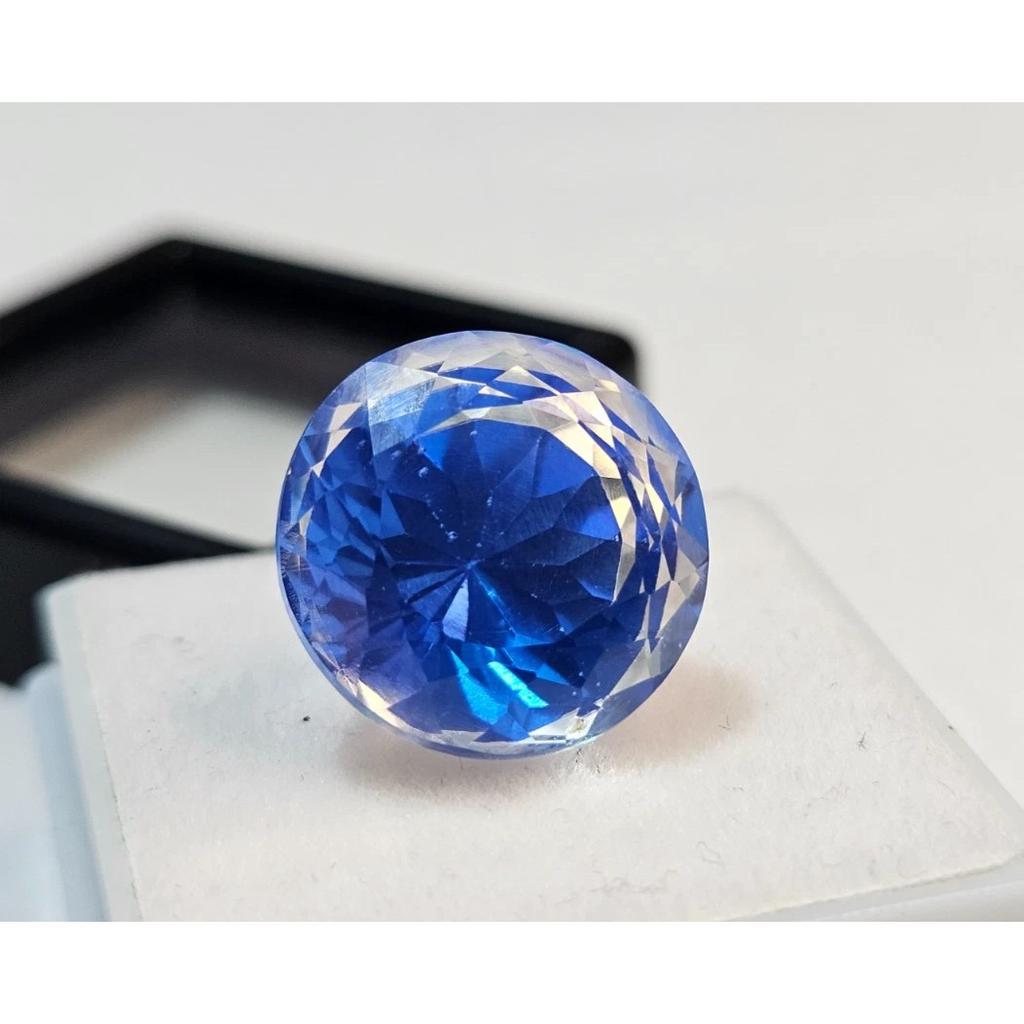 Krásný Pitambari Sapphire Přírodní Kulatý Brus 15-16 Ct Certifikovaný Drahokam