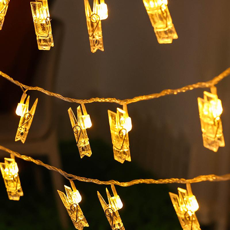 6M 40LEDS Light String Photo Clip Fairy Garland Light String Battery USB Powered Wedding Birthday Party Christmas Decoration 02