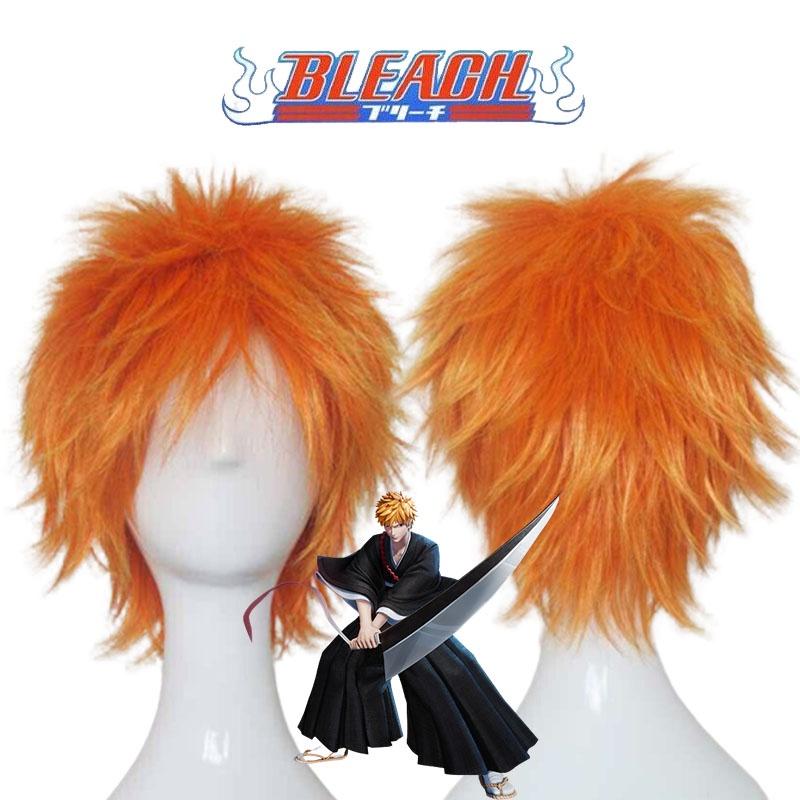 Bright Bleach Kurosaki Ichigo Wig Cosplay Hairpiece Adult Party Prop