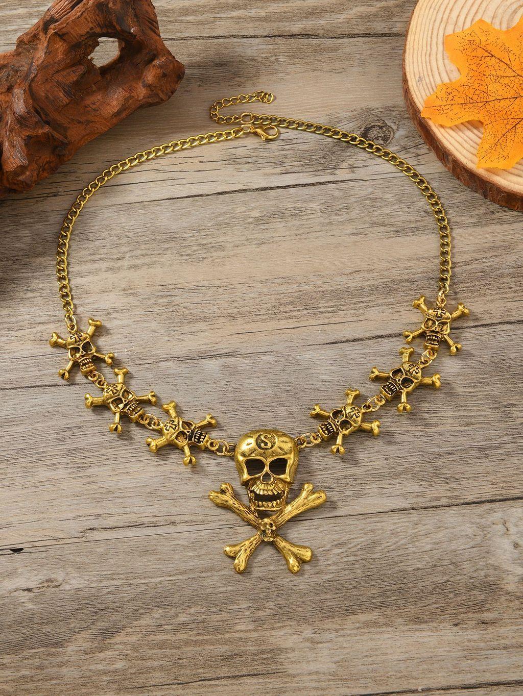 

Fantasy Skull Dark Cross Necklace Metal Pendant For Festival Celebrations