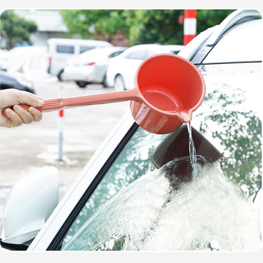 Water Scoop Long Handle Plastic Thickened Red Orange Water Dipper for Kitchen Bath Hair Washing