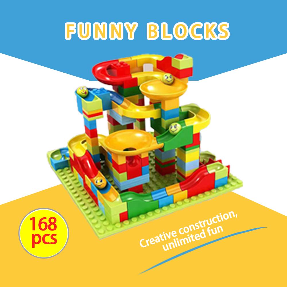 336PCS Pinball Block Track, Assembly Particle Block DIY Education Toy, Gift Box, Puzzle, Splicing, Children, Girls, Boys,Adults