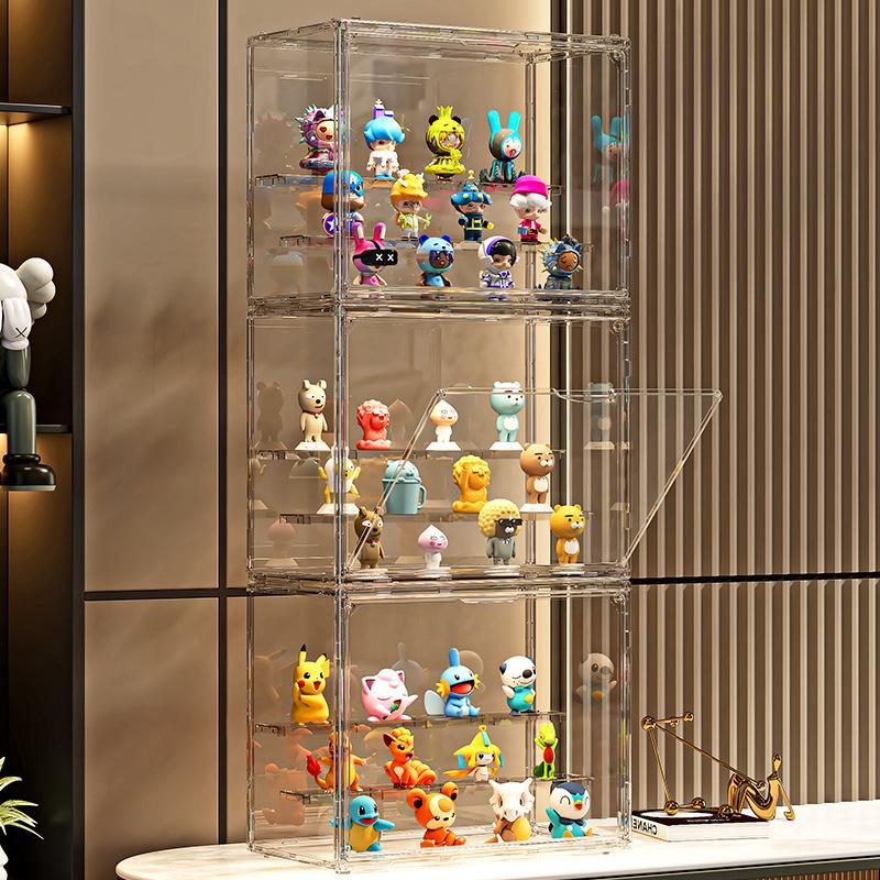 New Acrylic Display Stand Storage Box For Figurines Bubble Mat Transparent Showcase For Collectible Toys And Jewelry Accessories