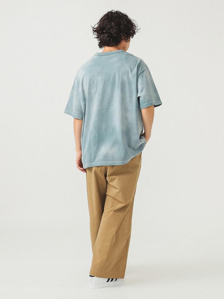 Beams Men's S/S TEE Loose Fade Crew Neck T-Shirt, MINT.GRN, Size L, 11041338146