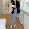High-waisted Women's Korean Style Loose Casual Cropped Jeans for Spring to Summer