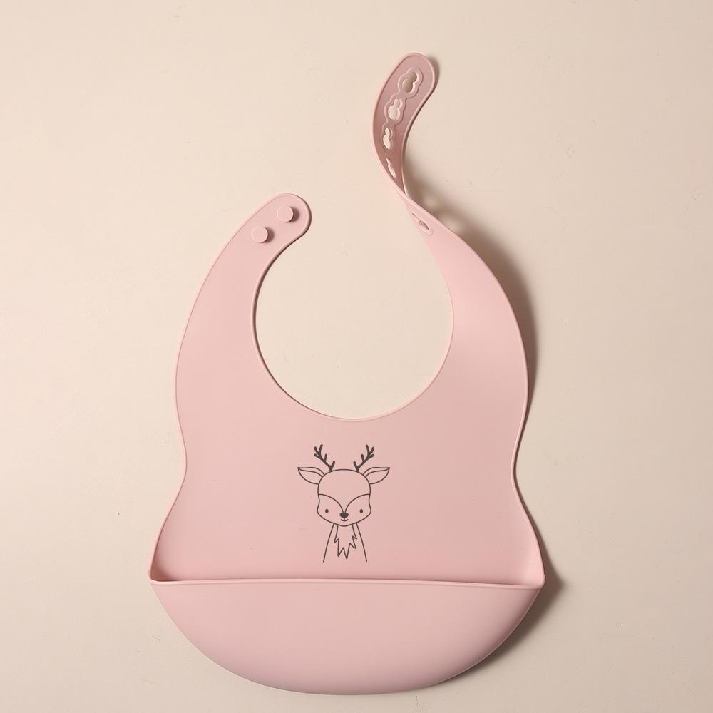 Custom Silicone Baby Bib with & Cartoon Print pattern Food-Grade solid Feeding Bib DZ13