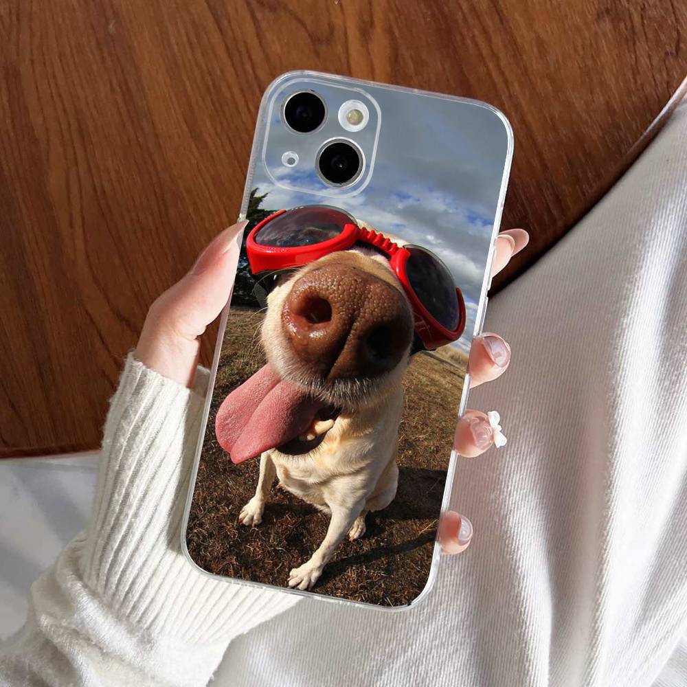Funny Dog Cover Phone Case For iPhone 17 16 15 14 13 12 11 Pro Max Plus Mini Clear Soft Shell Thin Tpu