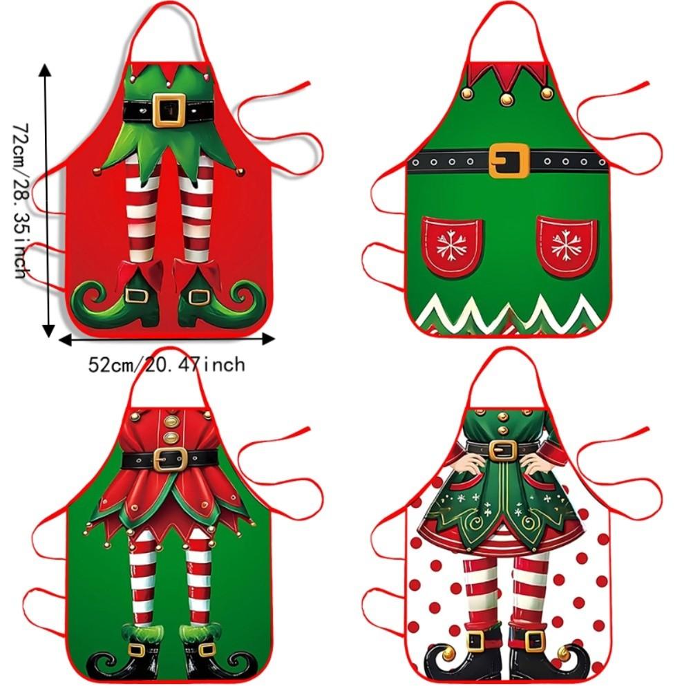 4PCS Stain-resistant Christmas Elf Aprons Waterproof Christmas-Themed Apron  Holiday