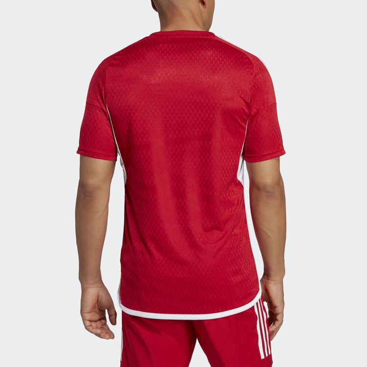 Adidas Tiro 23 Competition Striped Logo Print Crew Neck Short Sleeve Football Shirt Men Tops Red HL4712