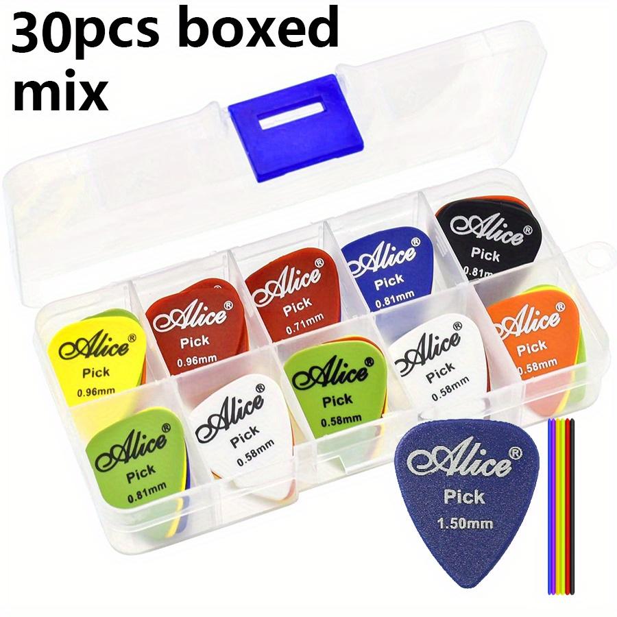 30pcs Alice Guitar Picks Set Varying Thickness from 0.58mm To 1.50mm Durable Plastic Picks with a Transparent Storage Case JXB