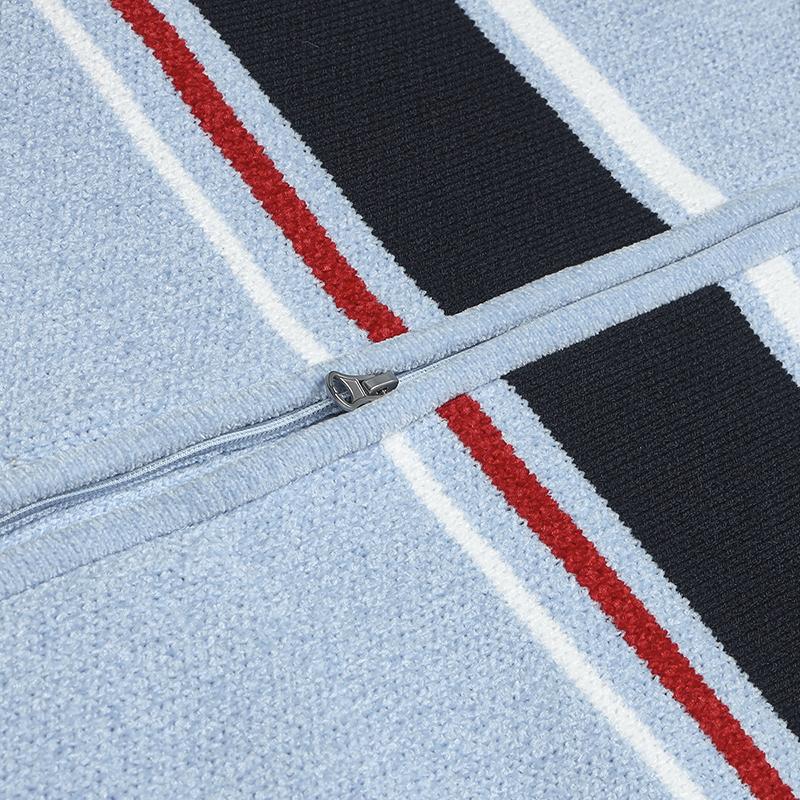 FILA Heritage Classic Fashion Simple Striped Trendy Comfortable Casual Versatile Warm Knitted Cardigan Sweater Women sweater Pure-Blue F11W618404FLB