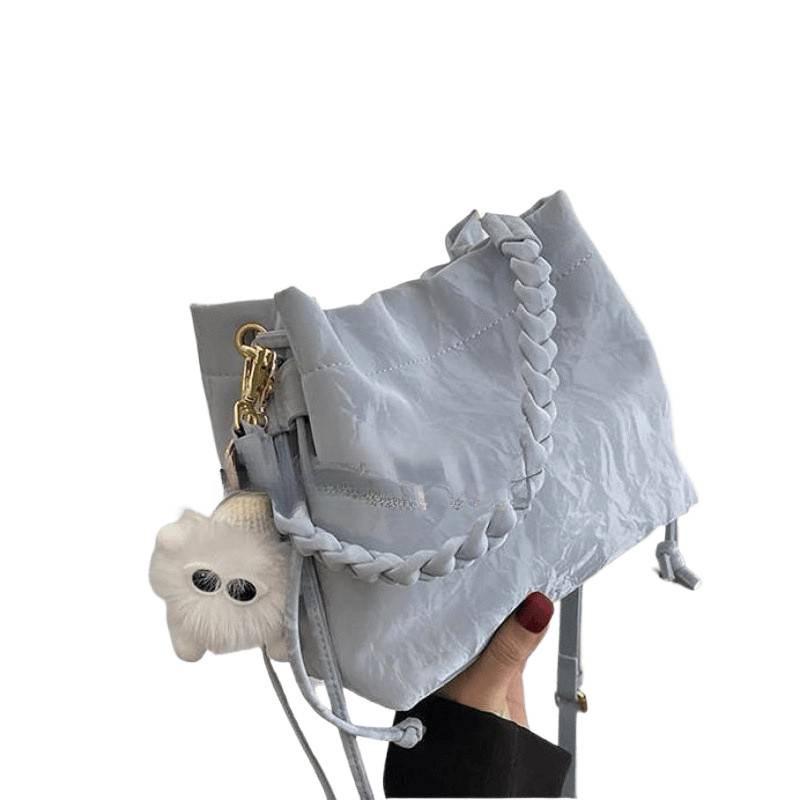 Trendy Pink Velvet Women's Versatile Crossbody Fashion Bucket Handbag