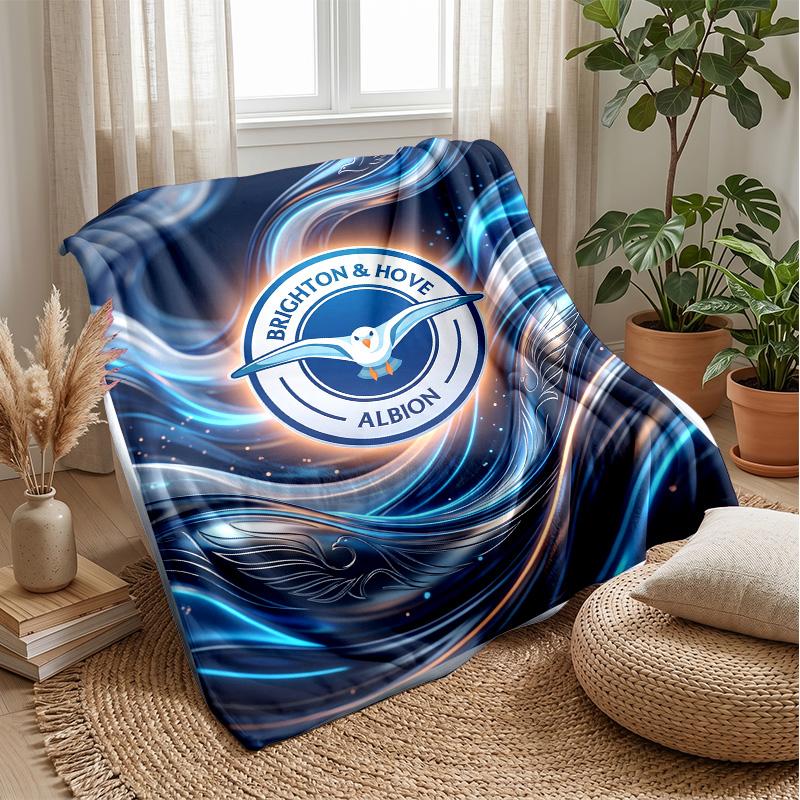Coperta in Flanella con Stampa Calcio Brighton & Hove Albion, Coperta Morbida Calda Leggera per Divano Letto Campeggio