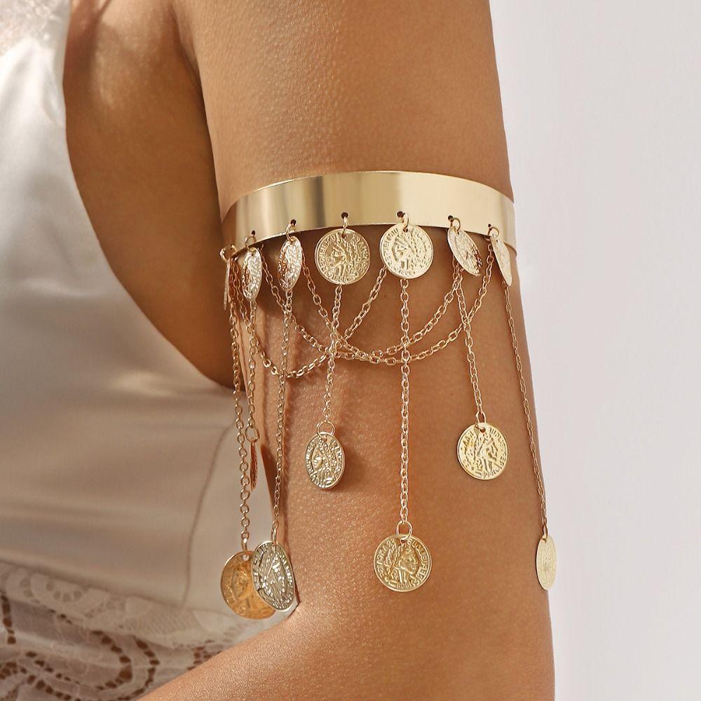 Adjustable Tassel Arm Chain Exquisite Open Cuff Bracelet Fashion Upper Arm Bangles  Girls