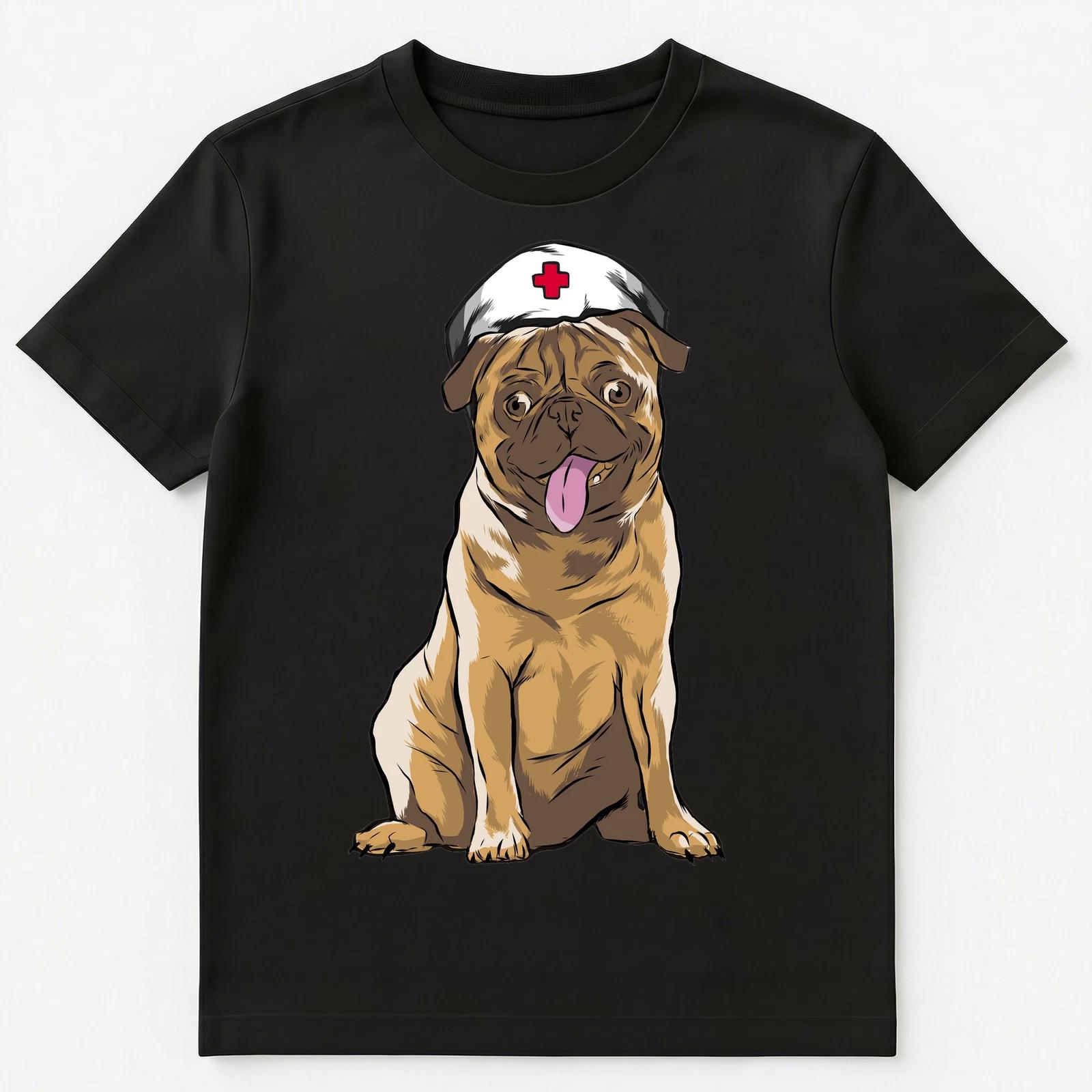 Cute Nurse Pug Dog Graphic Unisex T-Shirt 3XL
