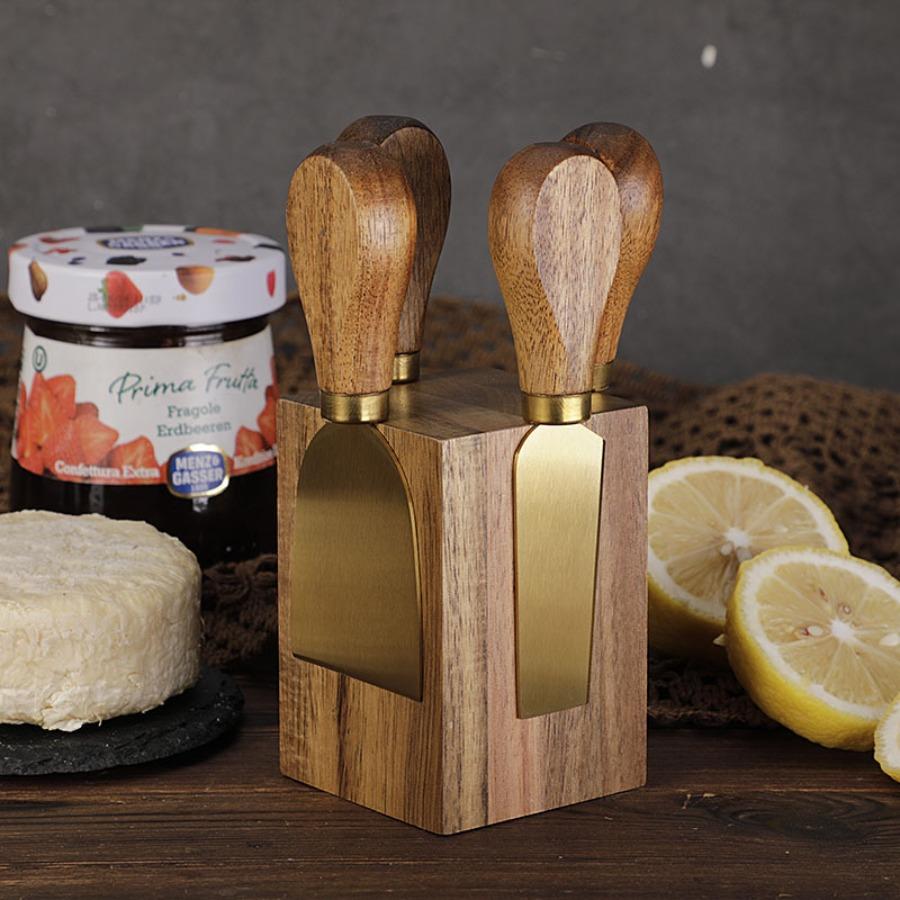Household Cheese Knife Holder Gadget Butter Knife Stainless Steel Fruit Fork Magnetic Cheese Grater 5-piece Set Kitchen Utensils