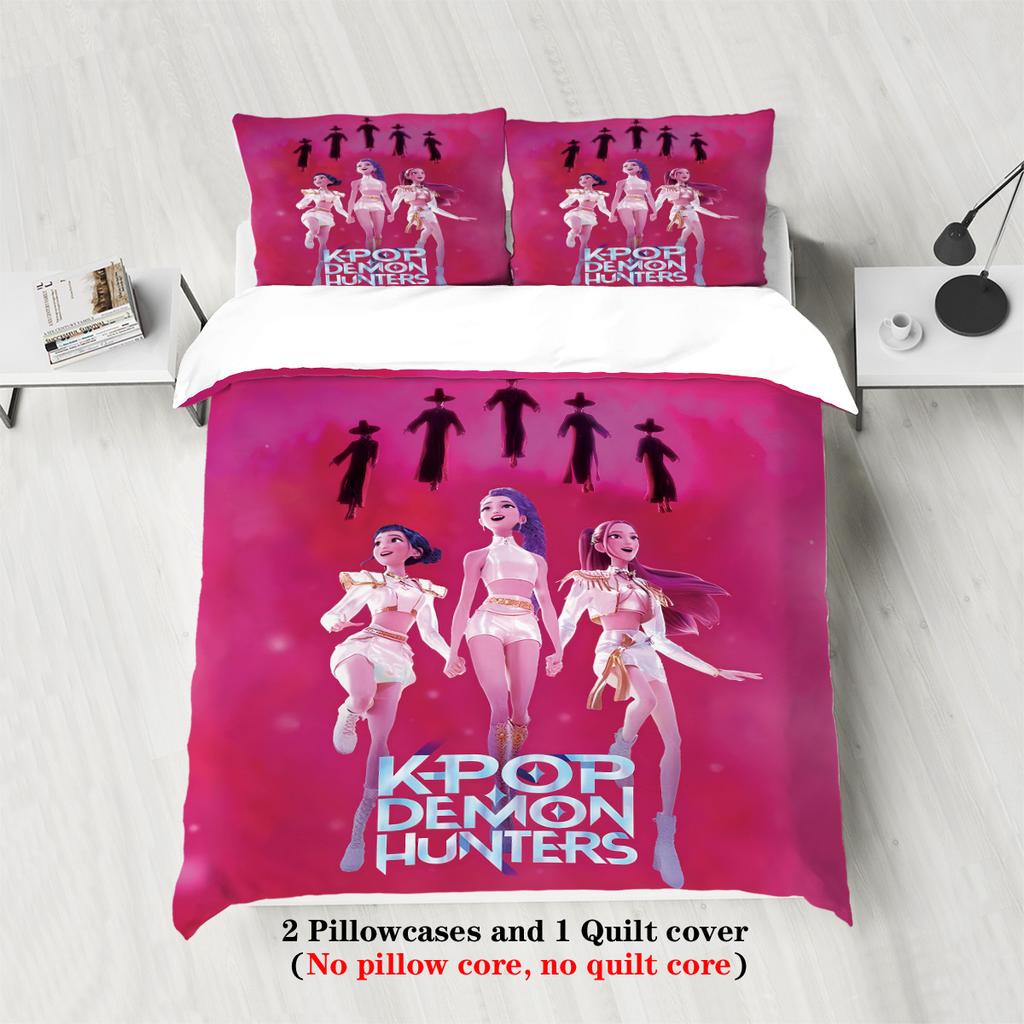 Set Letto KPOP Cacciatori di Demoni Queen King Size EU Singolo Copripiumino Copriletto Set Copripiumino Con Federe Per Compleanno Ragazze