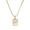Stainless Steel Snake Chain Alphabet Necklace For Women European And American Style 18k Gold Square Shell Pendant Ins Fashion Characters)