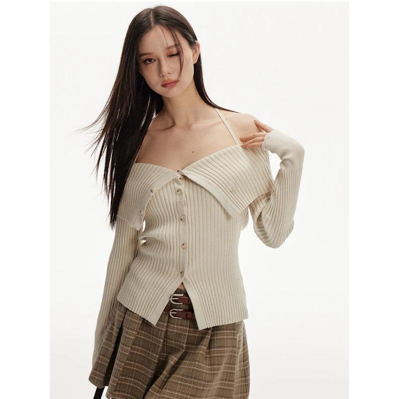 Frühling Slash Neck Off Schulter Frauen Strickjacken Y2k Ästhetischen Schlank Vintage Grunge Pullover Trendy Bandage Halter Strickwaren Weibliche