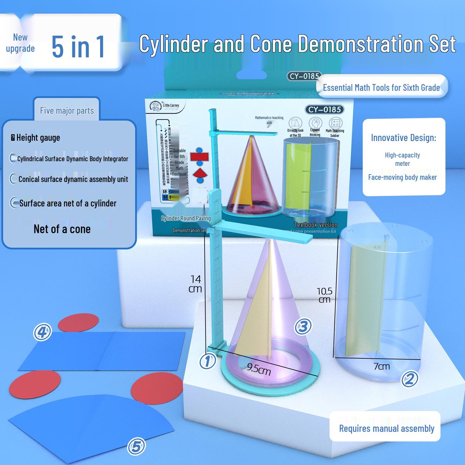 6th Grade Semester 1 Cylinder & Cone Volume/Surface Area Demonstration Tool