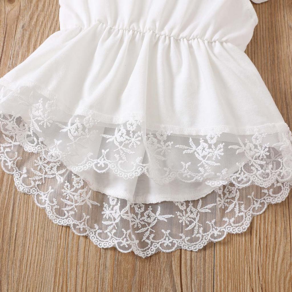 Baby Mädchen Bekleidungsset 0-2 Jahre Kurzarm Oberteile und Shorts Kleinkind Mädchen Spitze Patchwork Outfit Frühling Sommer Tägliche Kleidung für 0-24M