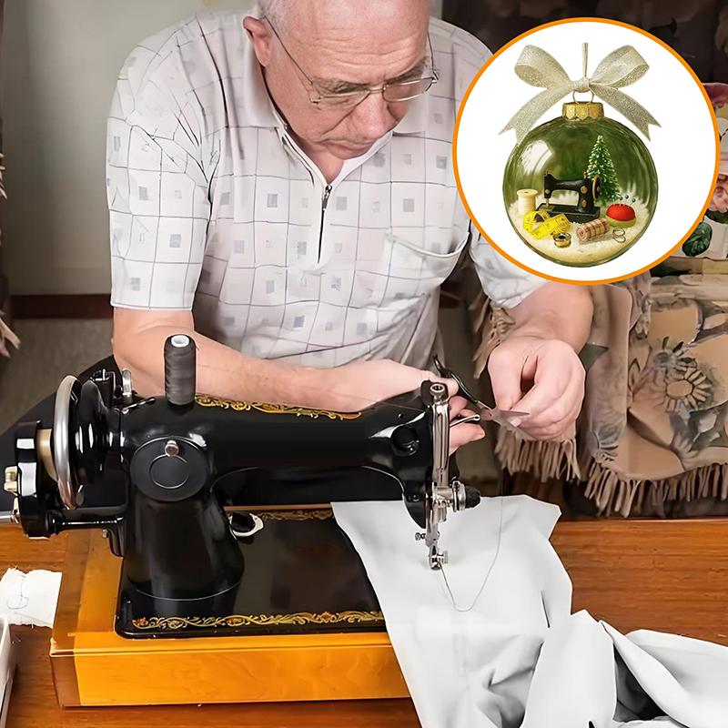 Ünnepi Varrás Hógömb Dísz, Vintage Varrógép Karácsonyfa Dísz, Meleg Téli Otthon Dekoráció