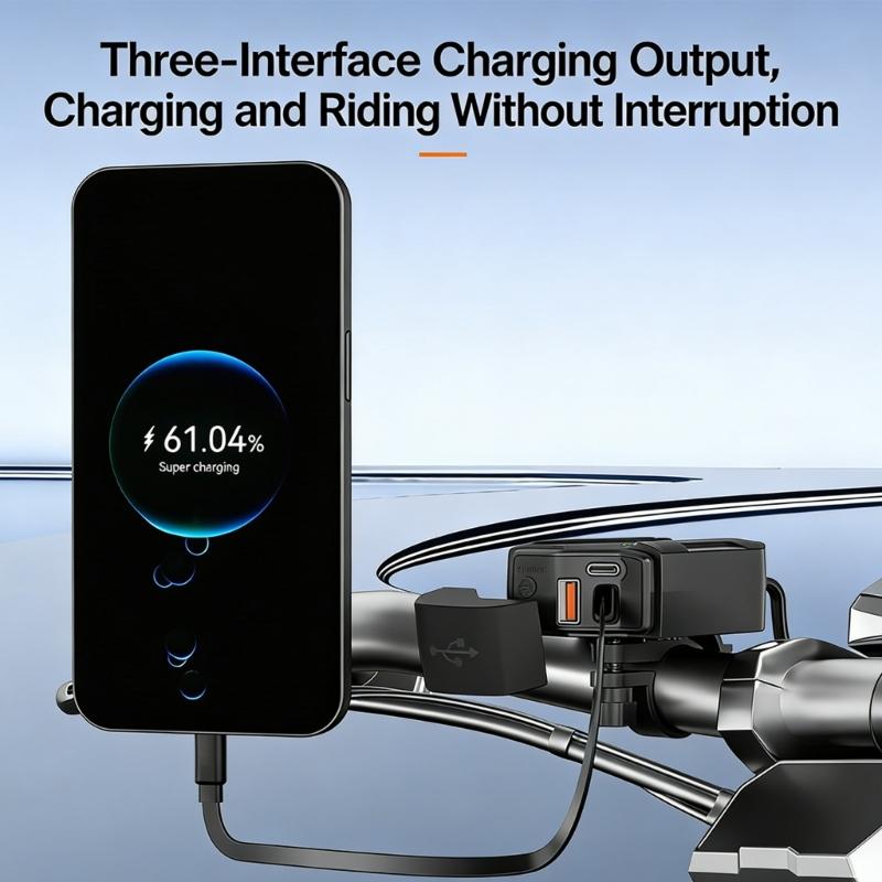 Waterproof Motorcycle USB Chargers With LED Voltage Display Fast Charge 30W Type C 18W USB A For Phones Tablet Camera