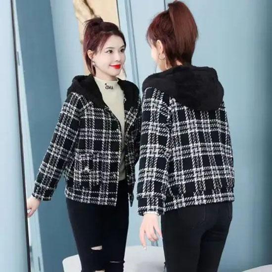 

Winter Thickened Hoodie Women s Korean Style Loose Slimming Fleece Warm Cardigan Coat Casual Comfortable Breathable Outerwear XS чорний