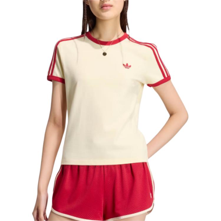 Adidas Originals Striped Slim Fit Round Neck Short Sleeve T-Shirt Women Tops KS4780