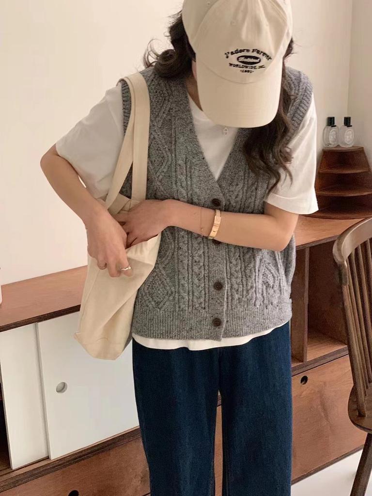 New Women's Knit Cardigan, Vest Vest, Women's Idea Tulle Layered Loose Casual Single-breasted Top