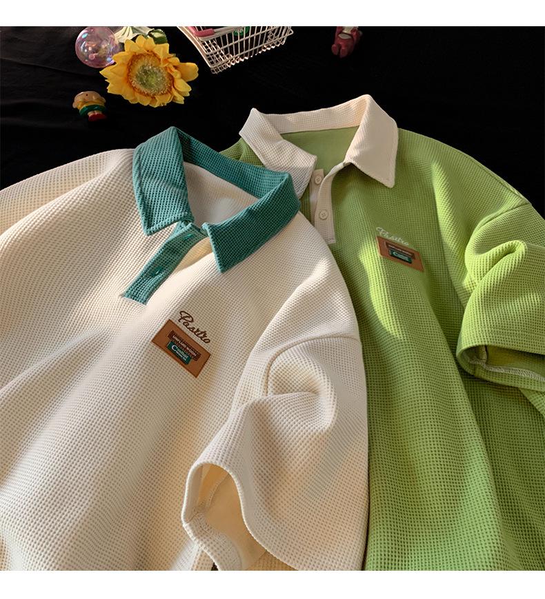 Men's Retro Trend Heavy Cotton Short-Sleeved Polo T-Shirt