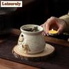 Naughty Cat Round Tea Warmer Holder Alcohol Burner Stove Kettle Stand Baked Milk Jar Carbon Furnace Chinese Tea Set Ornaments