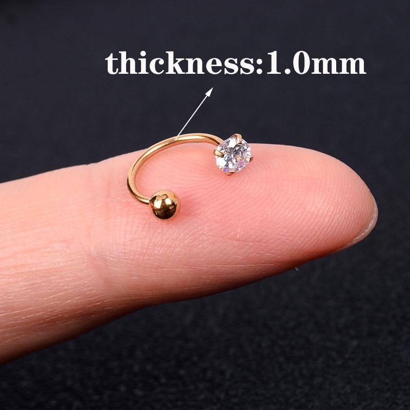 1pcs New Style Stainless Steel Ear Piercing Cz Stud Earrings Snake Moon Round Ball Arc Cartilage Helix Conch Screw Back Earring