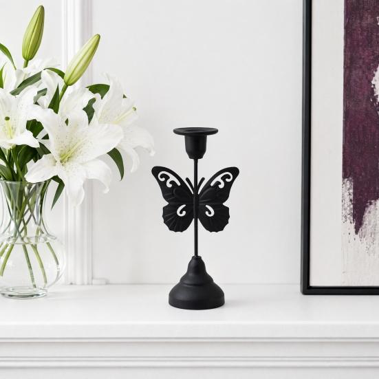 Decorative Vintage Candle Stand Metal Holder, Romantic Candlestick Dinner Table Centerpiece, Retro Style Decor Aged Texture for Wedding Party and Home