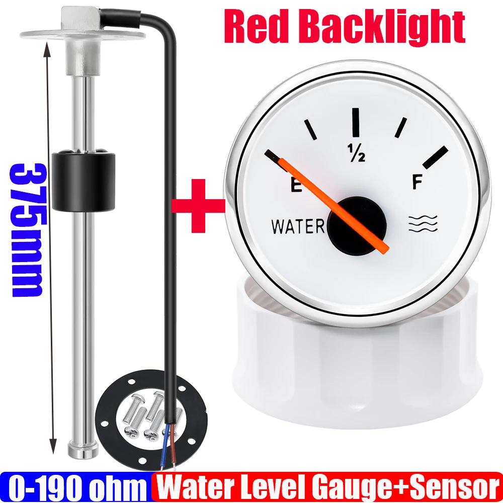 0-190Ohm Water Float Sensor+Water Level Gauge Red Color LED 52mm Water Tank Meter Indicator For Marine Car Camper Yacht Custom