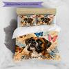3PC Custom Name Butterfly Boxer Dog Art Bedding Set Printed  Bedding Set Duvet Cover Closure Includes 1 Duvet Cover & 333 Pillowcases for Bedroom