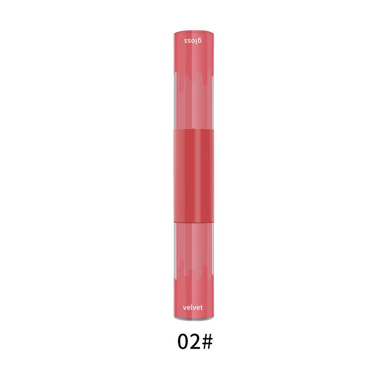 Double-Ended Non-Stick Cup Lip Gloss & Matte Velvet Lip Glaze - Two-in-One