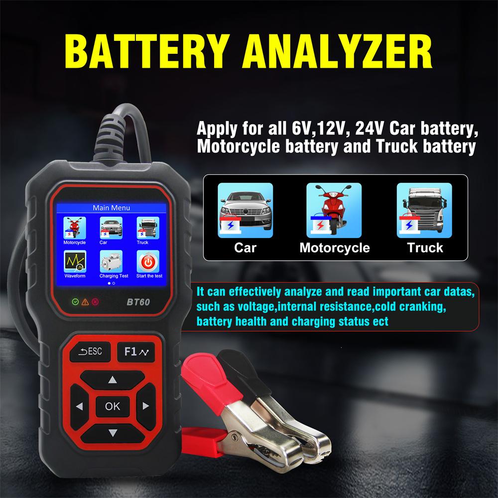 NEW Digital Battery Analyzer Tester For 12V 24V Car Truck Motorcycle Universal