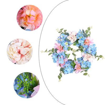 Spring Blue Pink And White Hydrangea Flower Wreath Simulation Flower Decoration Outdoor Courtyard Wedding Pendant