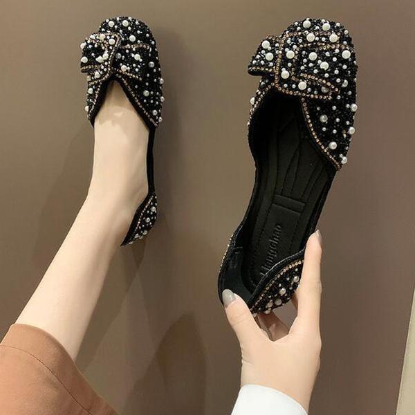Pantofi de dama Pantofi de dama plat cu stras perlat Pantofi cu talpa moale