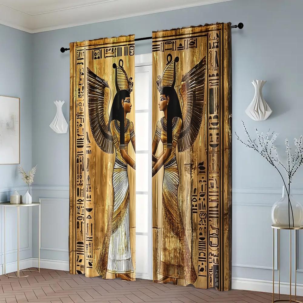 2 Stück, Fenstervorhang Ägypten Polyester Gewebt (ohne Stange) Urlaubsidee für Heimdeko und Privatsphäre