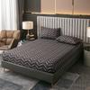 100% Polyester 3Pcs Printed Sanding Fitted Sheet And Pillowcases Set Elastic Band Around Mattress Cover King Size Bed Cover