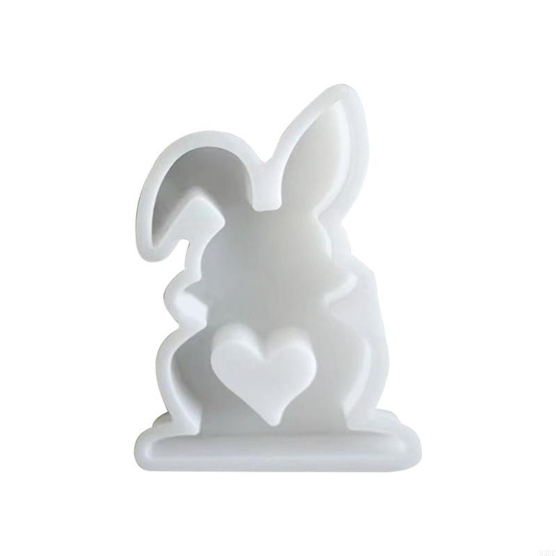 Easter Rabbit Silicone Mould Handmade DIY Heart Rabbit Resin Mold for Cake Decor X3UC