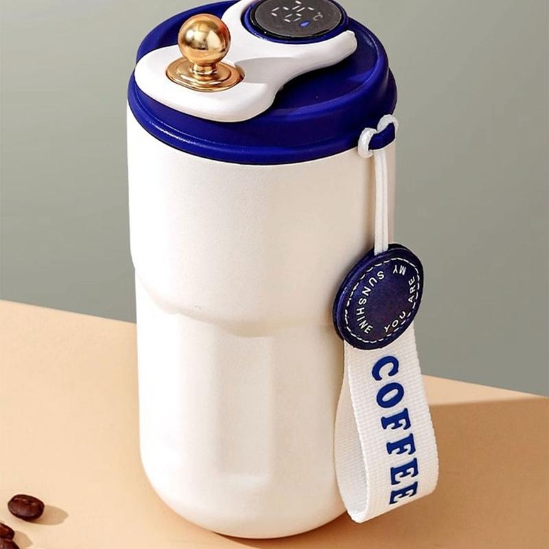 Portable Travel Mug Vacuum Coffee Bottle with Temperature Display Spill Proof Coffee Leak Proof Tumbler Cup