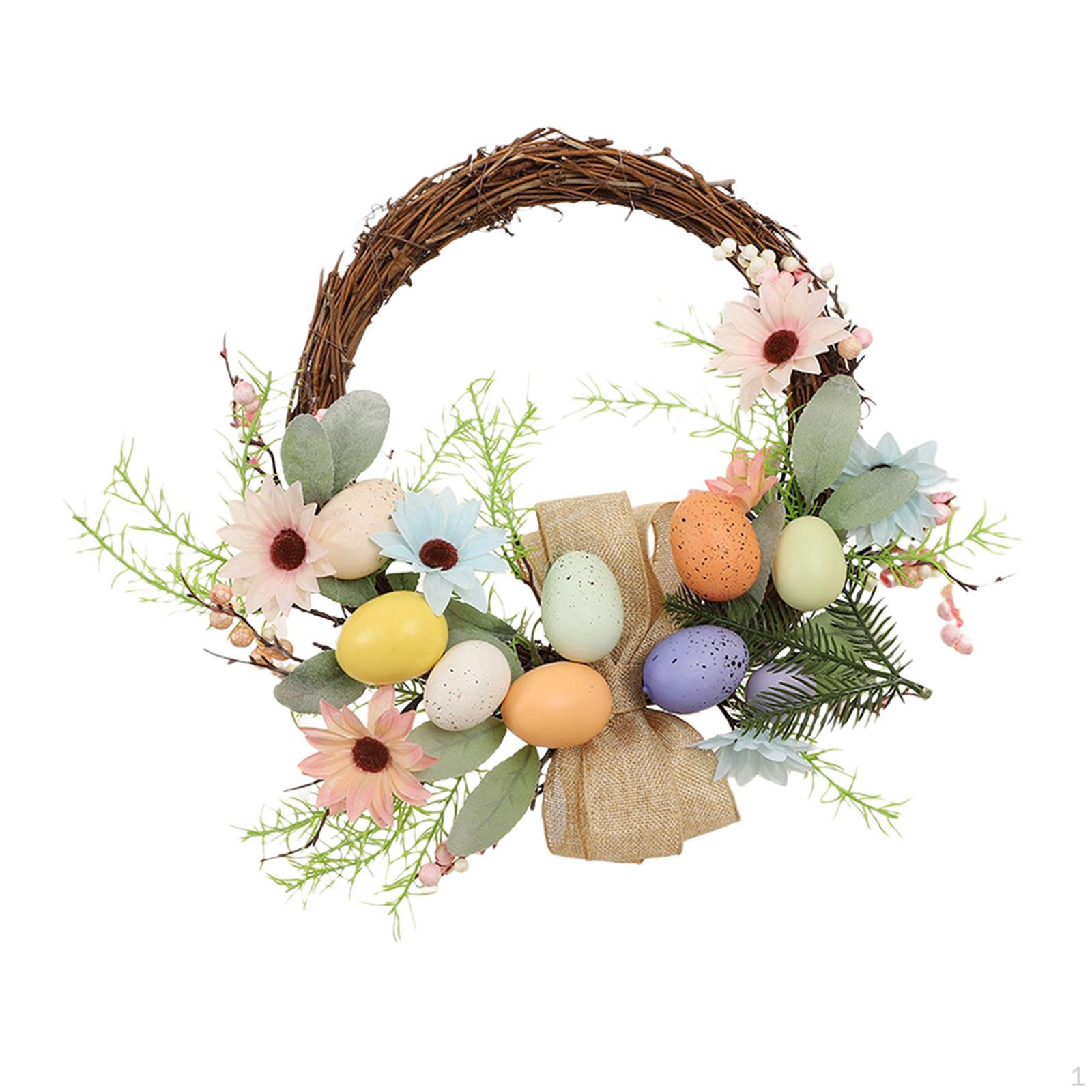 

Round Easter Wreath Decor Greenery Leaves Decorations Photo Prop Holiday 16in Artificial
