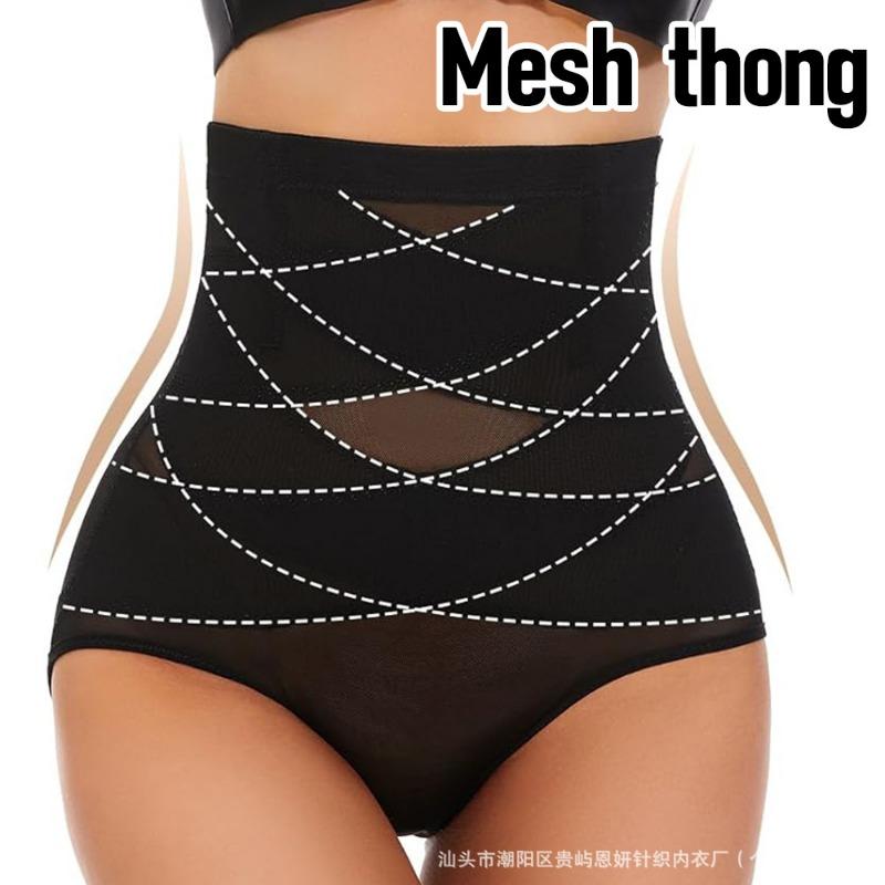 High Waist Mesh Tummy Control Shapewear Thong For Women M чёрный