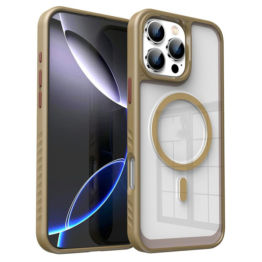 For iPhone 16 Pro Case Compatible with MagSafe Transparent PC+TPU Anti-Slip Phone Cover