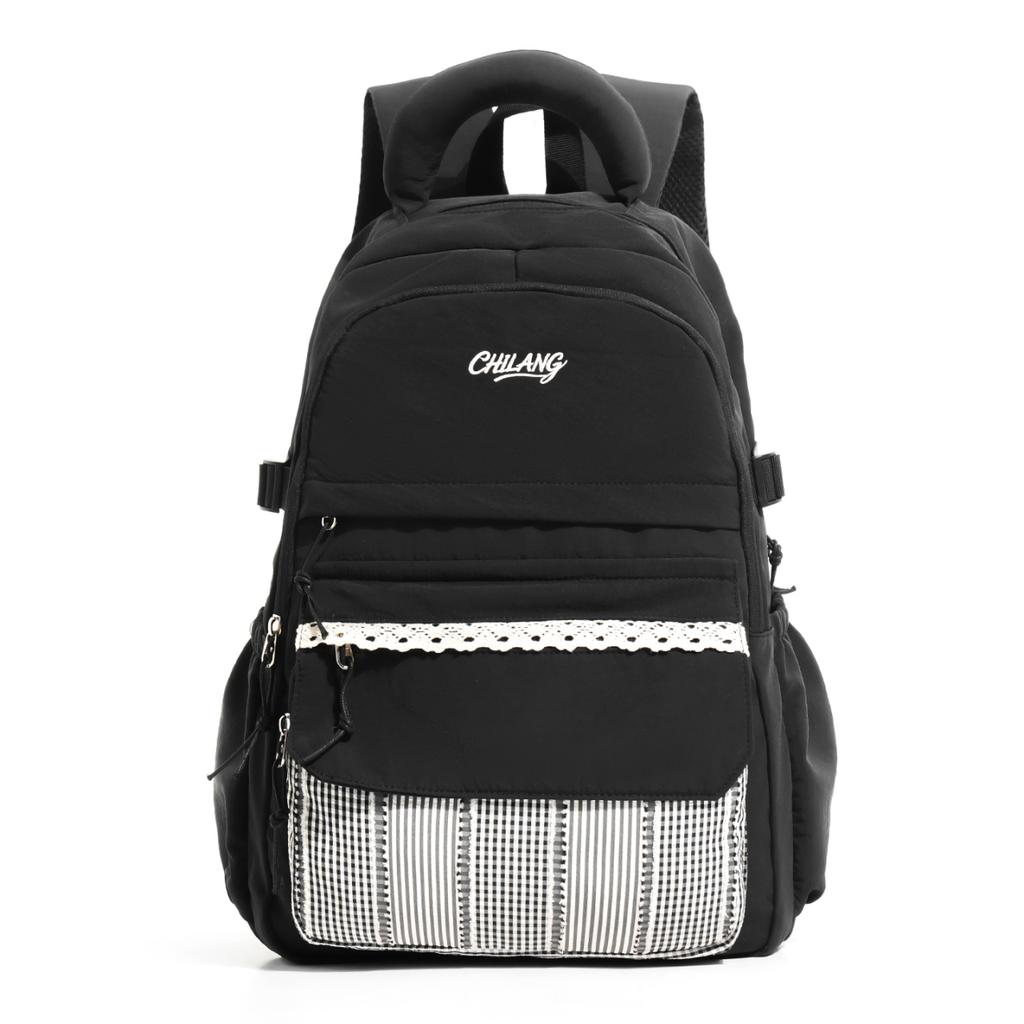 Casual Large Capacity Lightweight Patchwork Backpack for Girls Student School Bag Leisure College Style Double Shoulder Bag